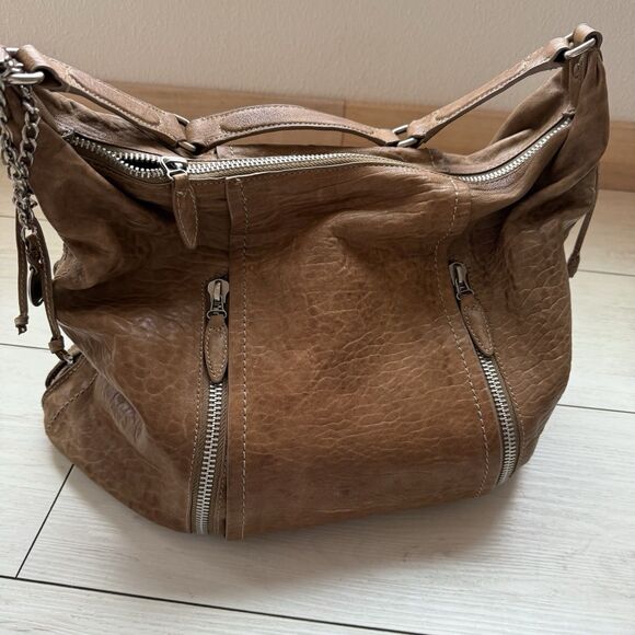 Olivia Harris Handbags - Olivia Harris Women's Hobo Handbag Brown Pebbled Leather Shoulder Purse Pockets